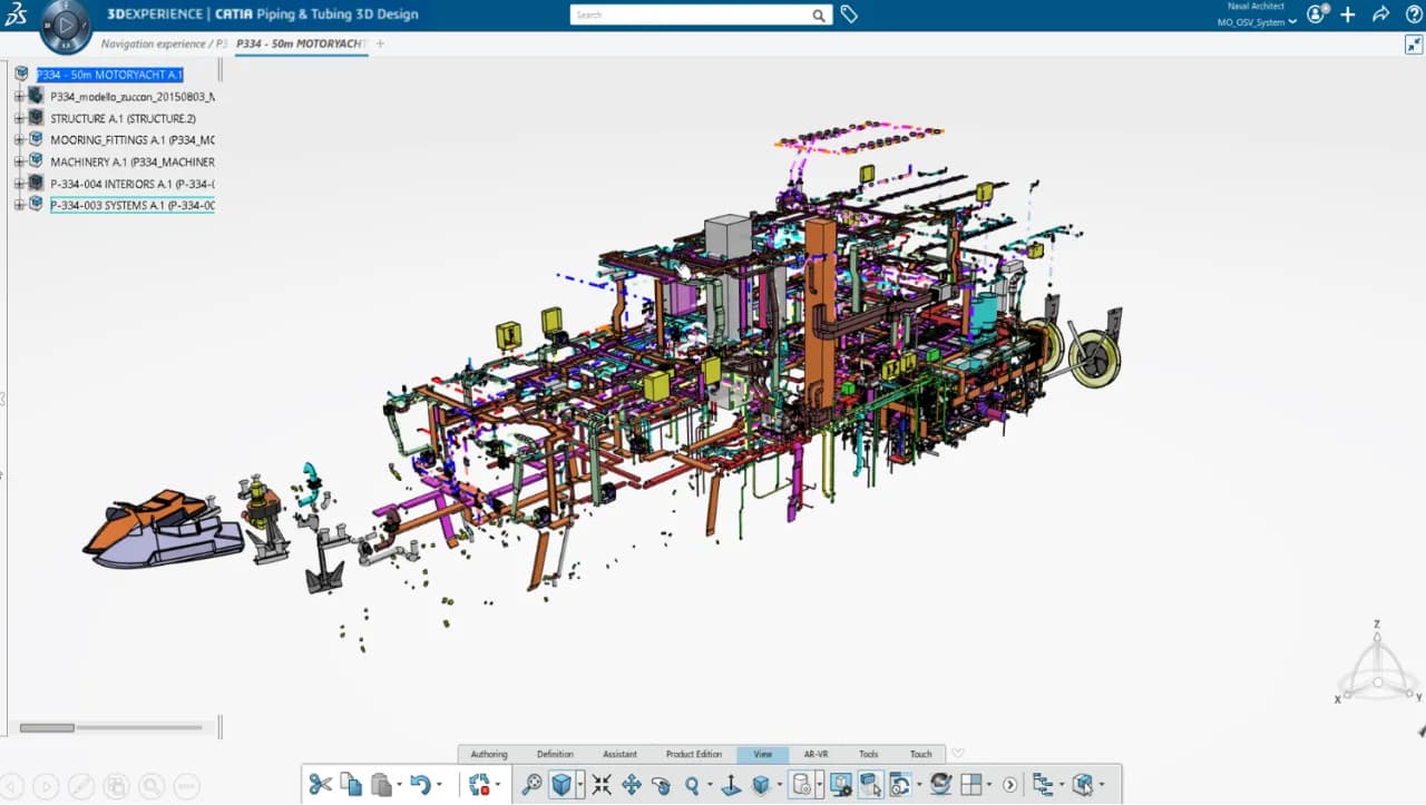 CATIA on 3DEXPERIENCE — systems engineering and model-based design environment showing CATIA's surface modeling capabilities