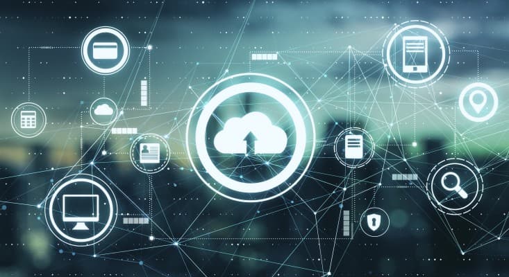 Stock graphic of cloud and network icons