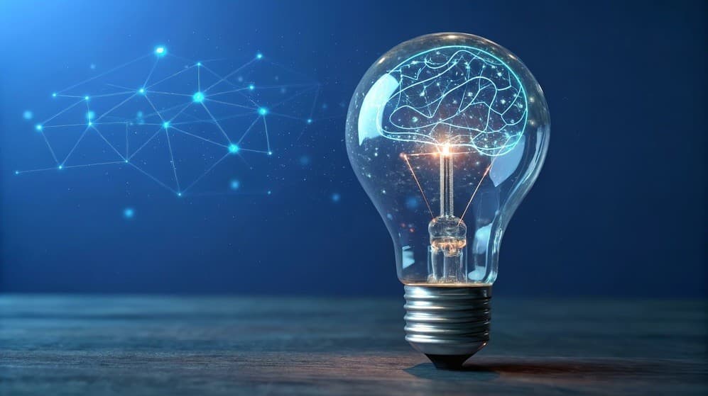 Lightbulb containing a brain
